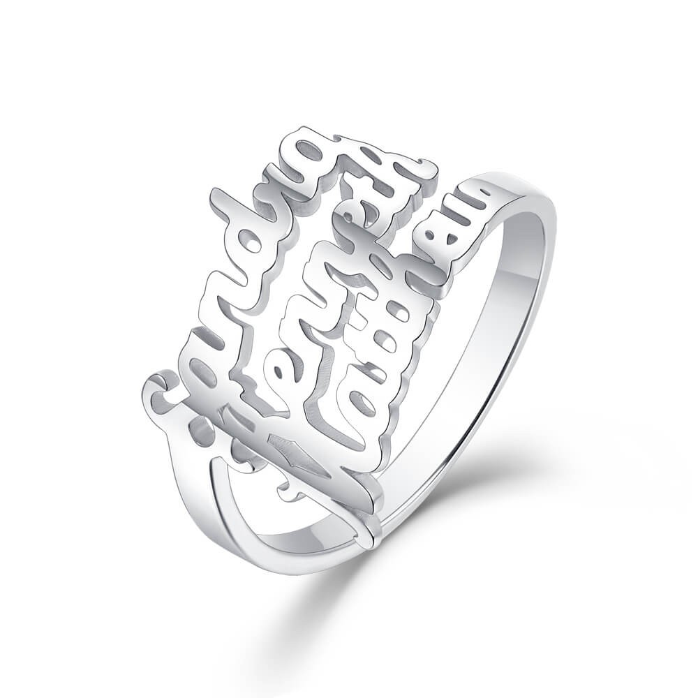 S925 Sterling Silver Personalized 3 Names Ring