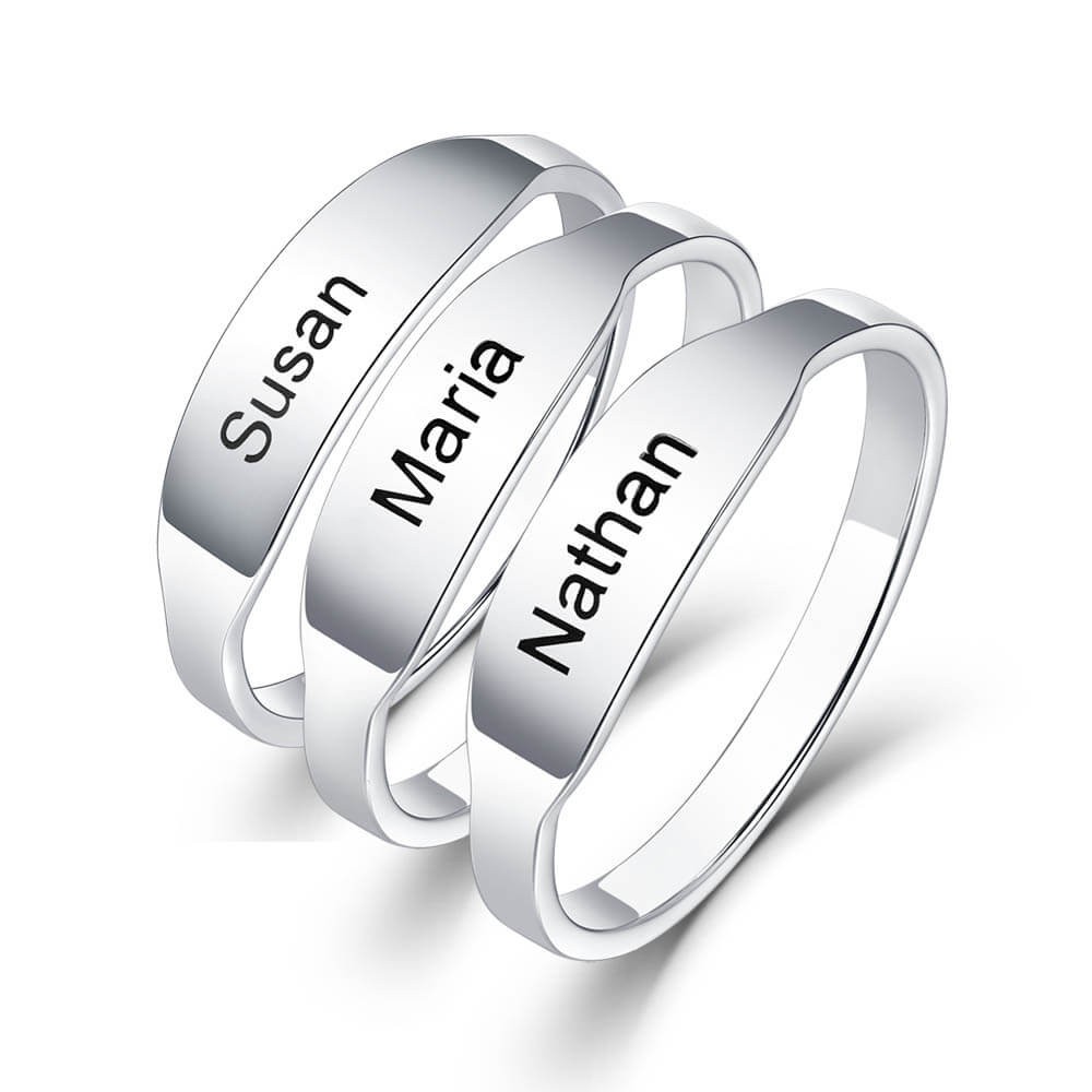 S925 Sterling Silver Personalized Stackable Engraved Ring