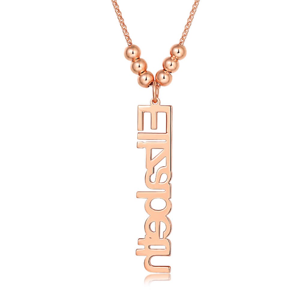18K Rose Gold Plating Personalized Vertical Name Necklace With 1-4 Name Pendants
