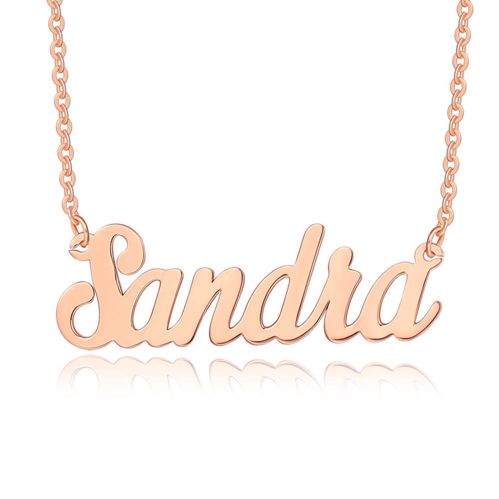 Personalized 18K Rose Gold Classic Name Necklace for Her