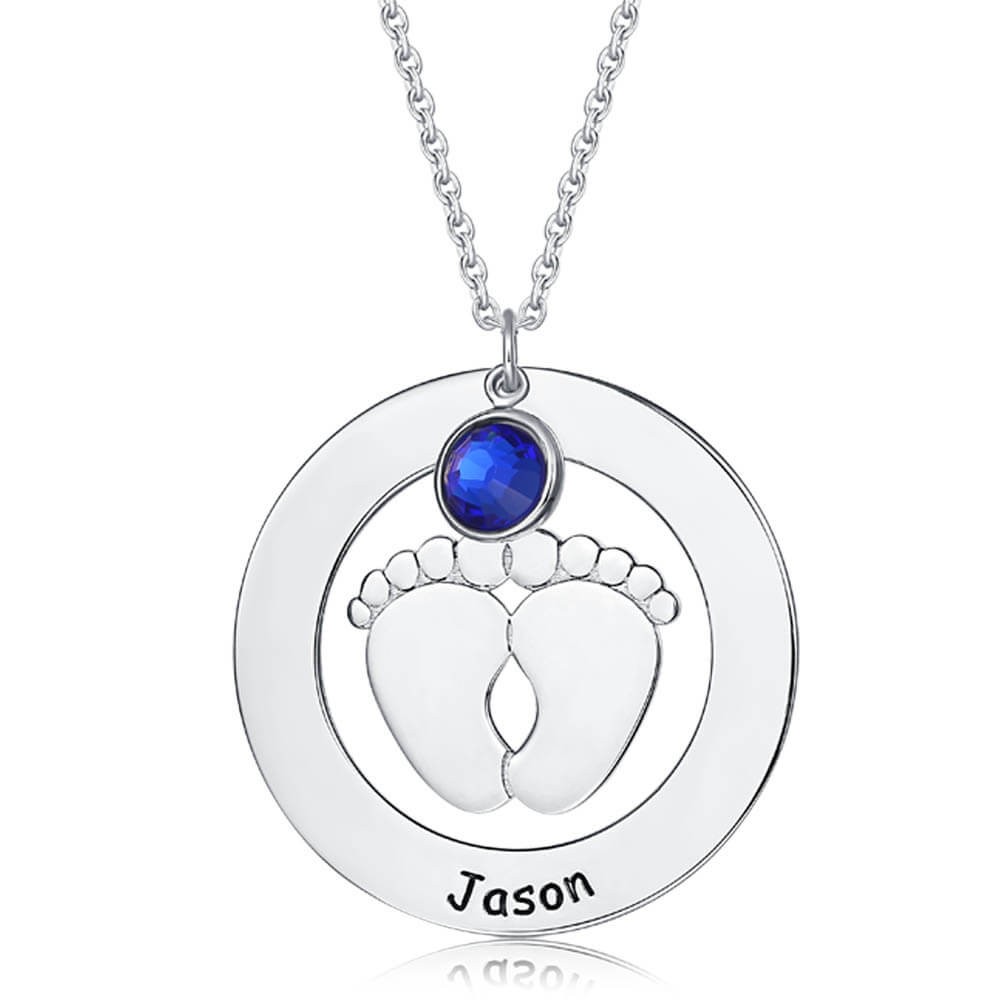 Personalized Baby Feet Shape Engravable Necklace