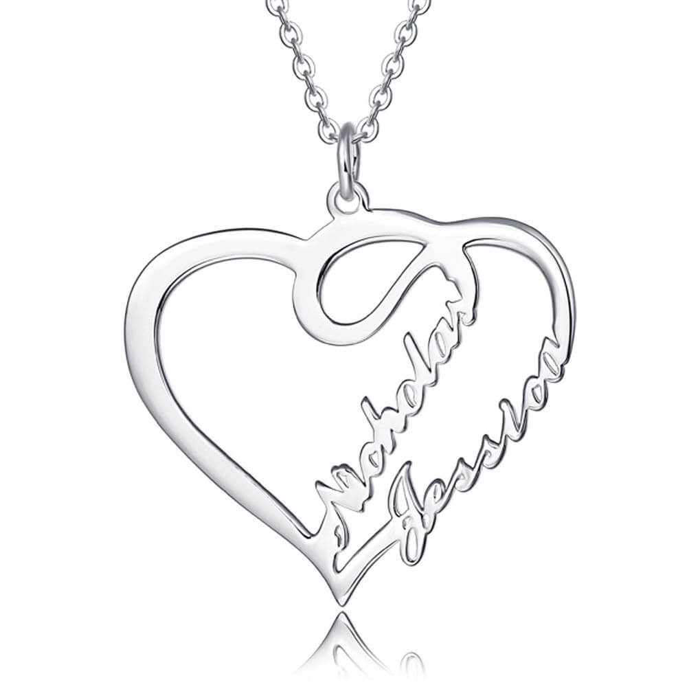 Personalized Heart Name Necklace for Couples
