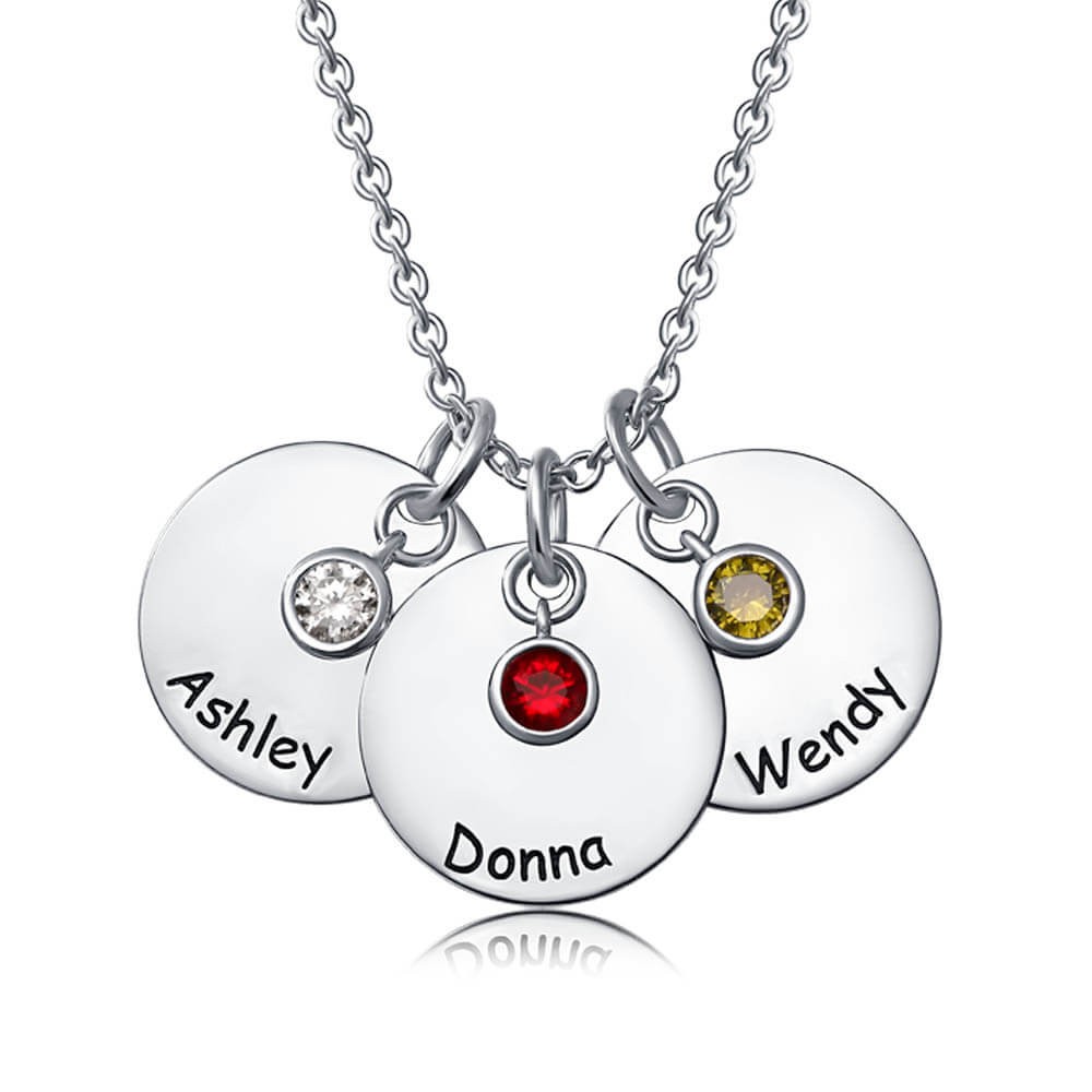 Personalized Charms Necklace with 1-10 Birthstone 