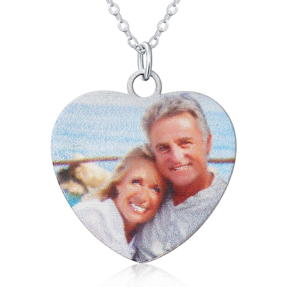 Heart Shape Personalized Color Photo Necklace