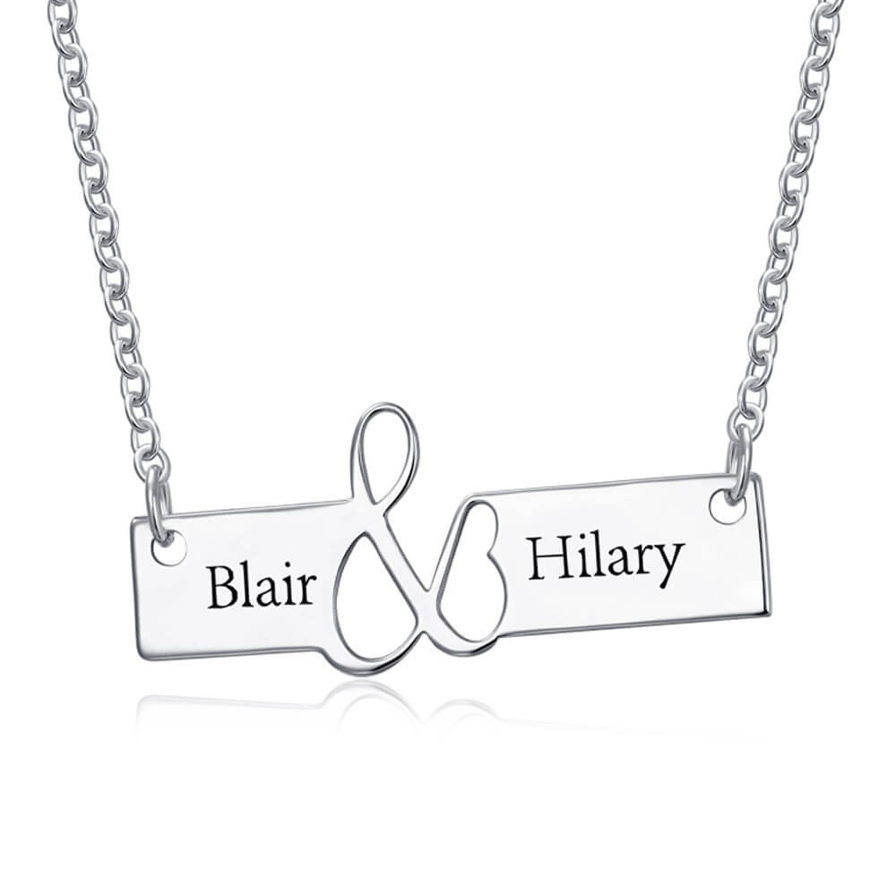 Personalized  Horizontal Engraved Bar Necklace Couples Necklace