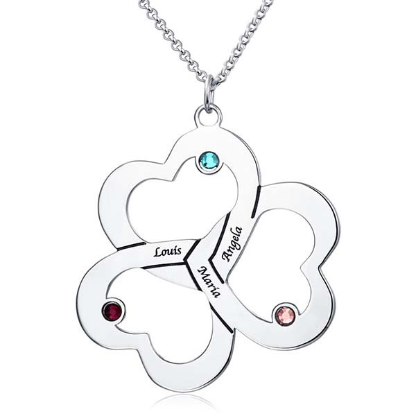 Heart Name And Birthstone Necklace