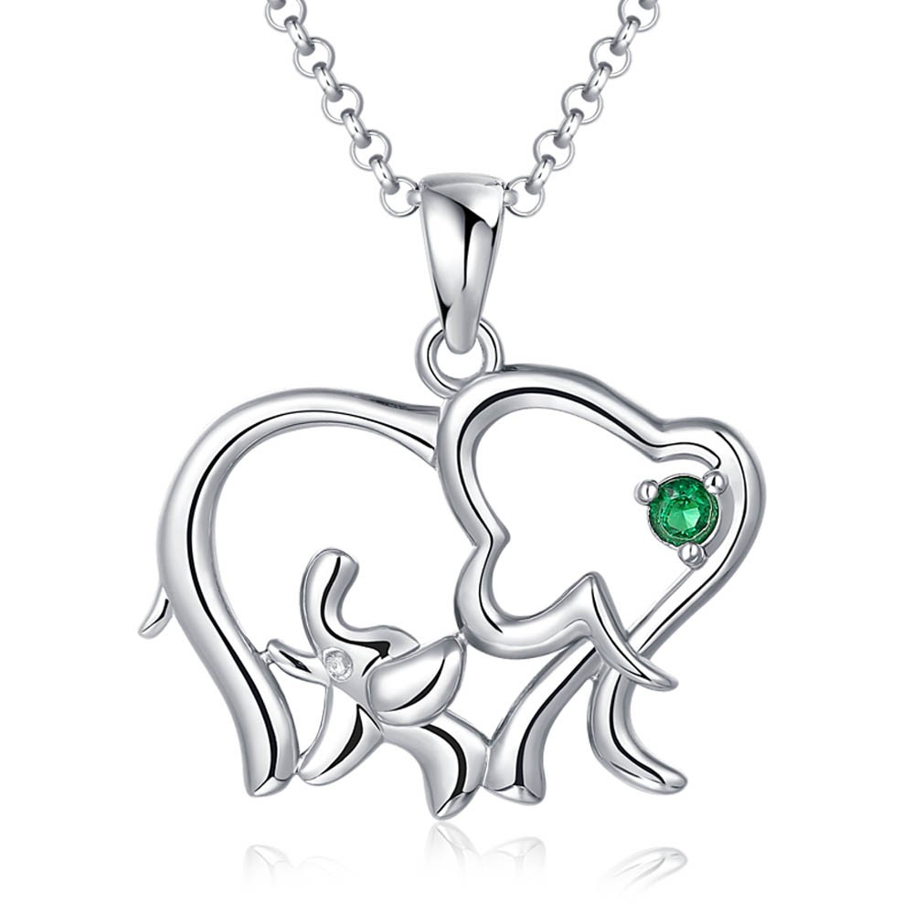 Customized Birthstone s925 Sterling Silver Elephant Necklace