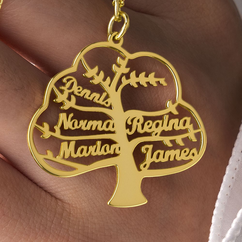 Personalized Family Tree Name Necklace with 1-8 Names Gift for Mom and Grandma