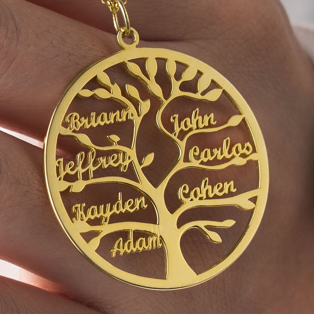Personalized Family Tree Necklace Name Necklace with 1-9 Names