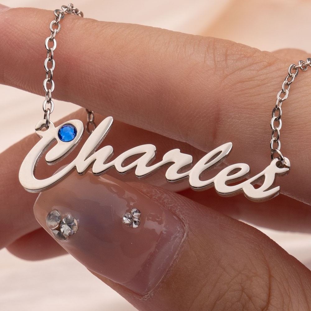 Personalized Name Necklace with Birthstone