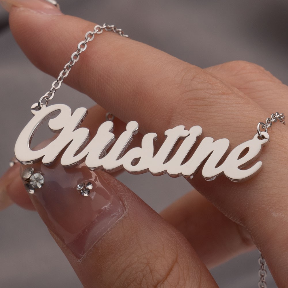 Personalized Silver Classic Name Necklace for Her