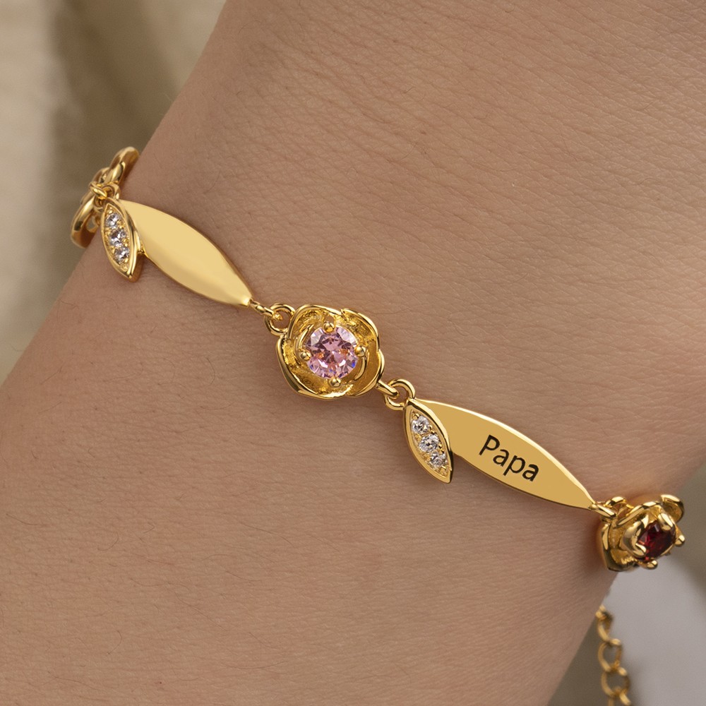 Personalized Name Bracelet with Birthstone Gift Ideas for Mom Anniversary Gift