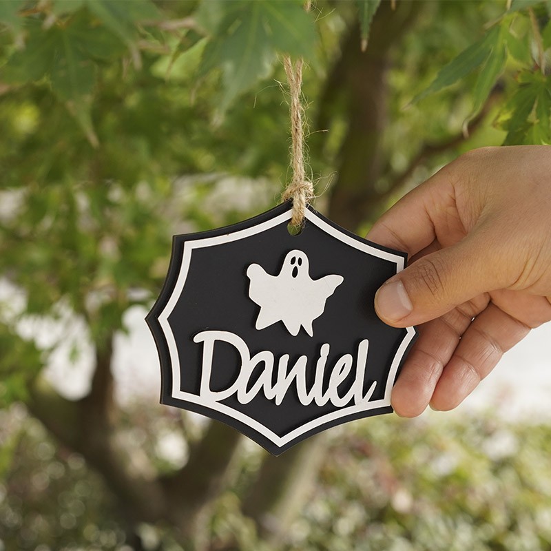 Personalized Halloween Ghost Bag Name Tags Candy Bucket For Kids