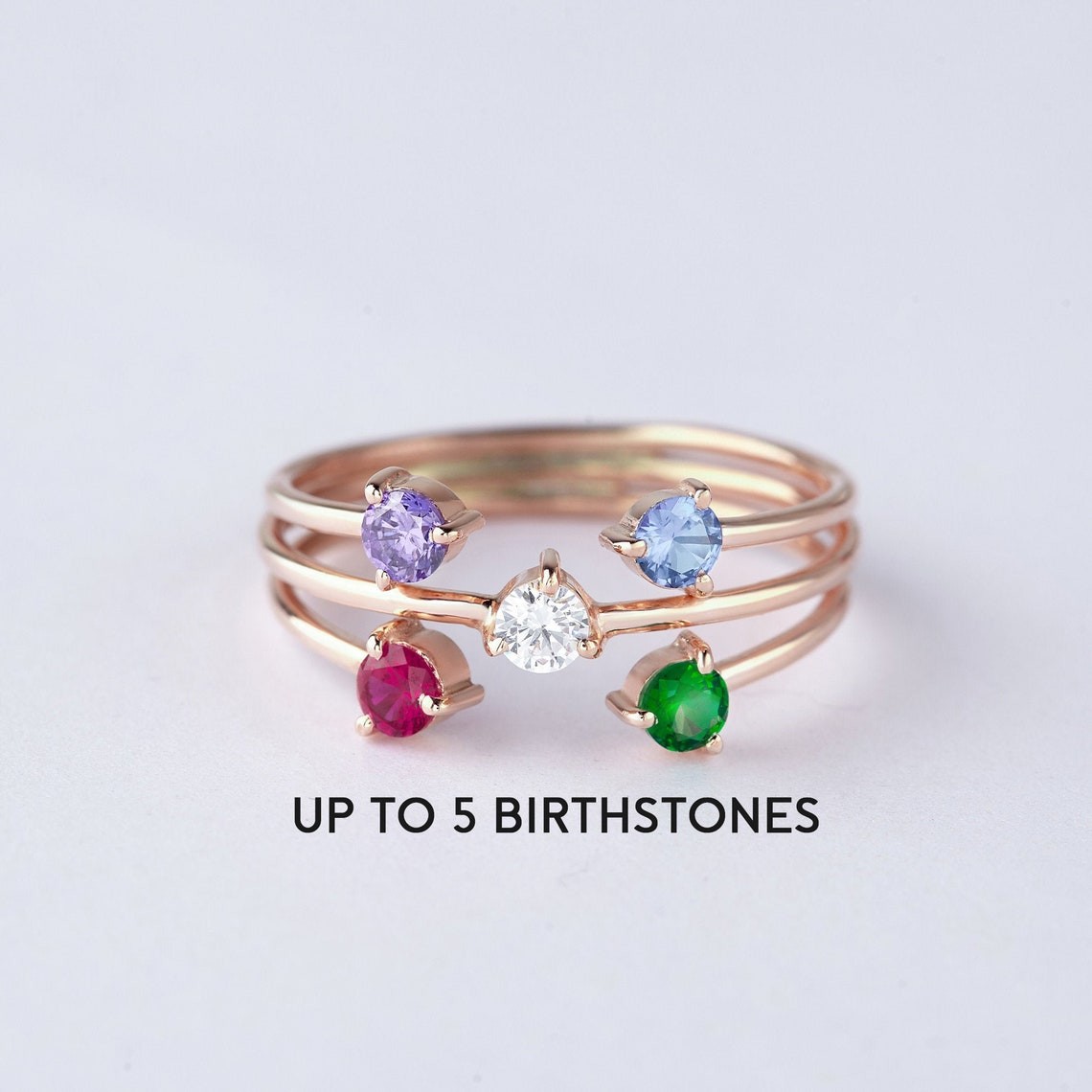 Personalized Birthstone Ring with 1-5 Birthstones Mother's Day Gift