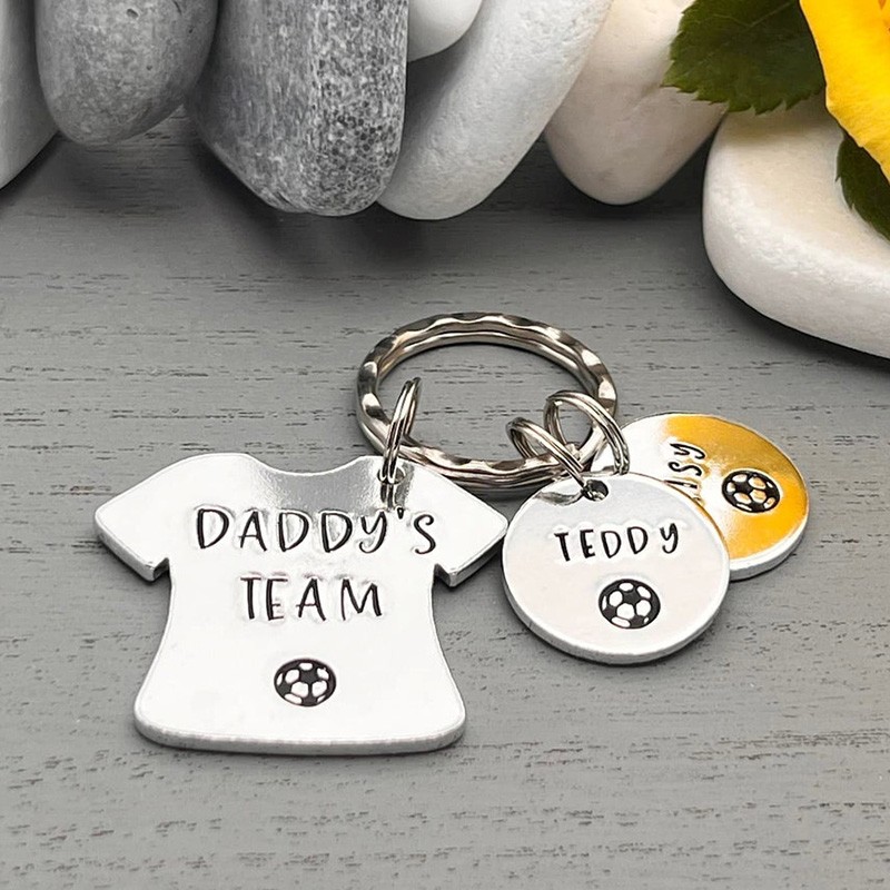 Personalized Daddy's Football Team Keychain Father's Day Gift