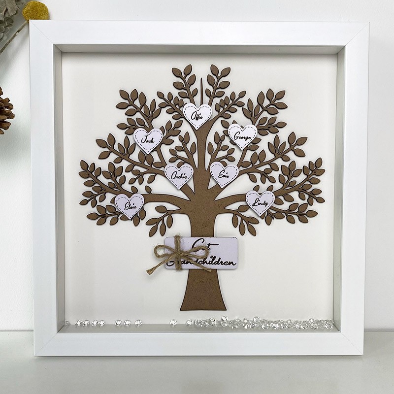 Personalized Family Tree Box Frame with 1-16 Names Mother's Day Gift