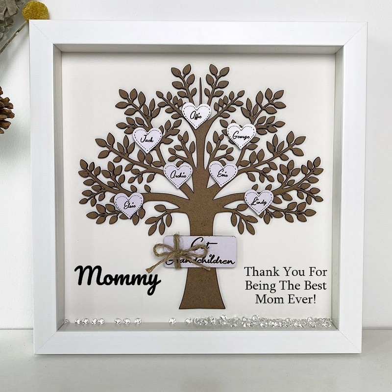 Personalized Family Tree Box Frame with 1-16 Names Mother's Day Gift