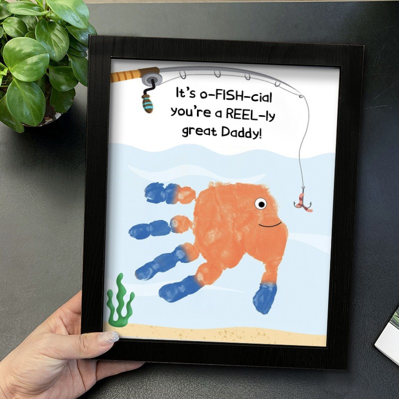 Personalized DIY Fish Handprint Art Framed Father's Day Gift