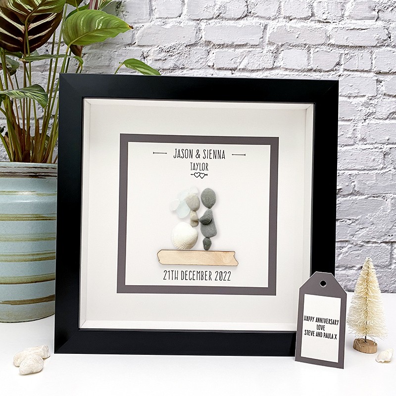Personalized Wedding Pebble Art Picture Frame
