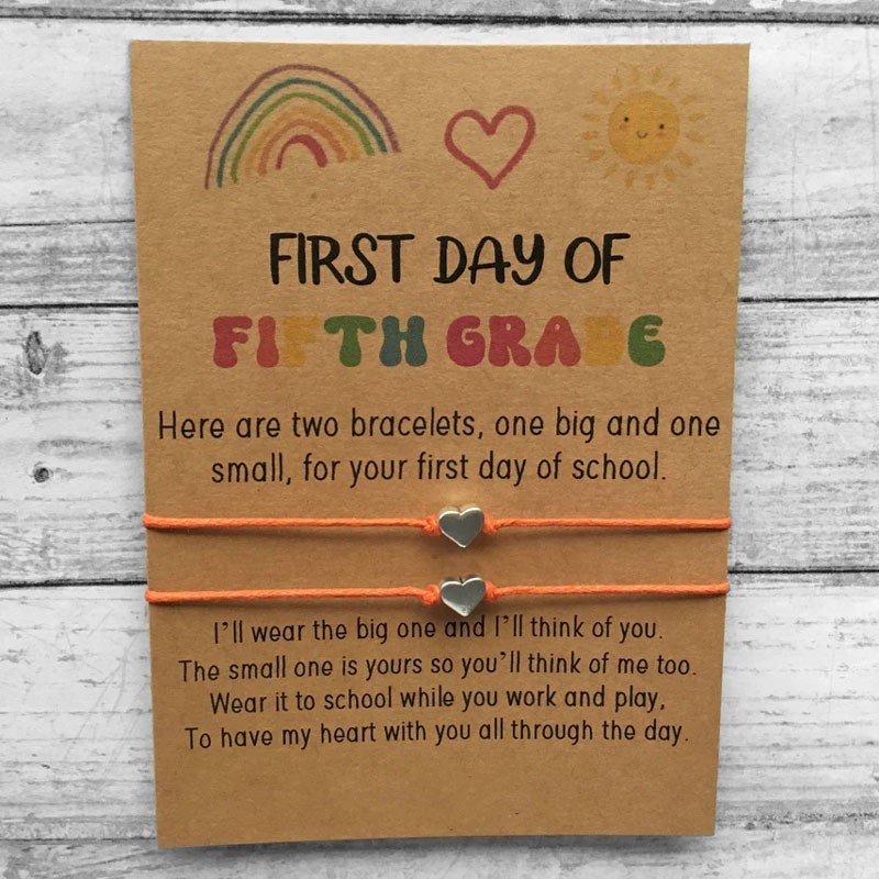 First Day of Fifth Grade Bracelet Set Mommy and Me Wish Bracelet