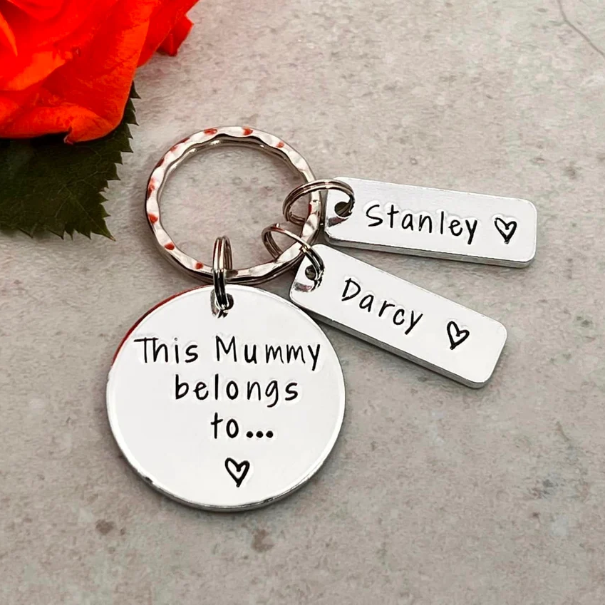 Personalized This Mommy Belongs To Keychain Mother's Day Christmas Gift