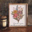 Custom Grandma's Garden Birth Flower Bouquet Art Print Unique Gift Ideas for Grandma Mom Christmas Gifts