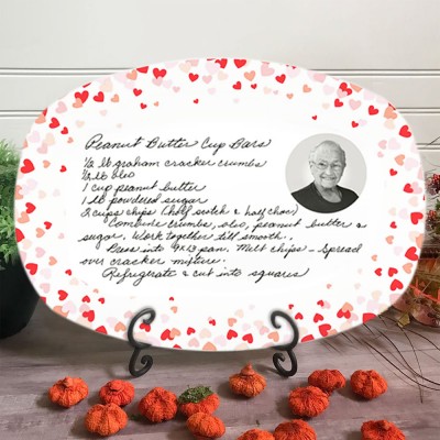 Custom Handwritten Recipe Photo Plate for Girlfriend Anniversary Valentine's Day Gift for Wife