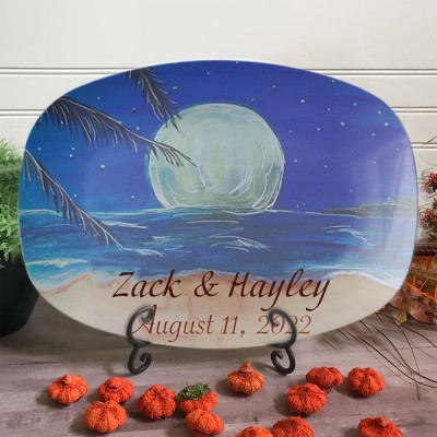 Beach Wedding Gifts Personalized Couples Platter Valentine's Day Gift for Her Anniversary Gift
