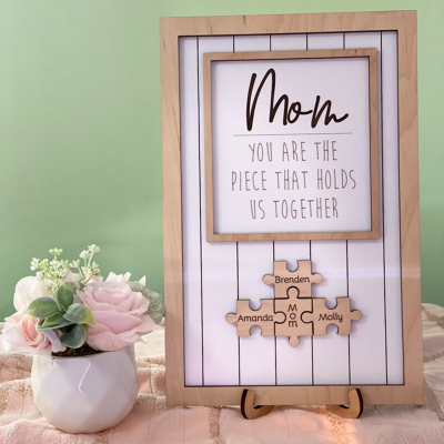 Personalized Wood Puzzle Name Sign You are the Piece that Holds us Together Gift for Mom Grandma