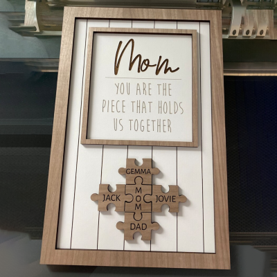Personalized Handmade Wood Mom Puzzle Name Sign Mother's Day Gift
