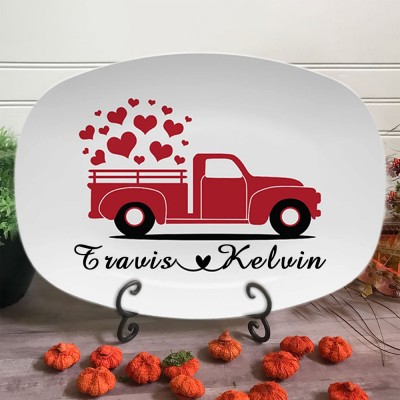Personalized Red Car Engraved Platter Anniversary Valentine's Day Gift for Girlfriend Wife