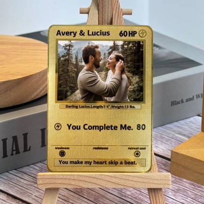 You Complete Me Custom Photo Metal Card Love Gifts for Soulmate Valentine's Day Gift for Boyfriend 