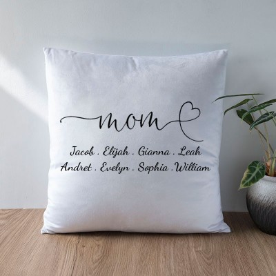 Personalized Engraving 1-20 Kids Names Family Pillow Mother's Day Gift