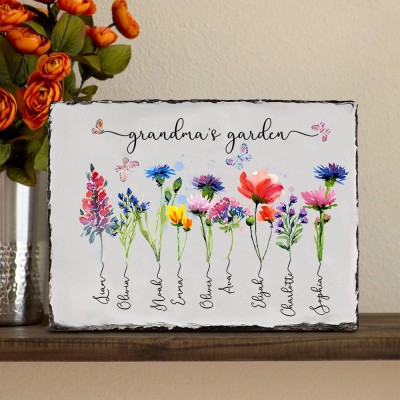 Custom Mama's Garden Birth Flower Frame with Kids Names Mother's Day Gift Ideas