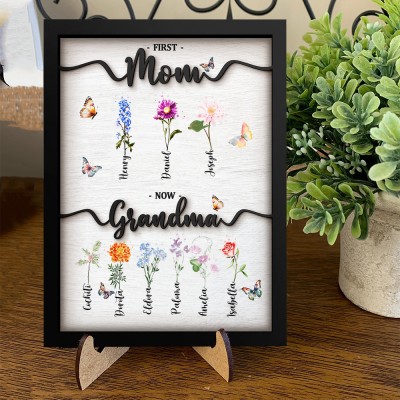 Personalized Birth Month Flowers Wooden Plaque Sign Great Grandma's Gift Christmas Gifts for Mom