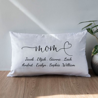 Personalized Engraving 1-20 Kids Names Family Pillow Mother's Day Gift