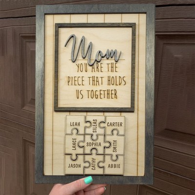 Mom You Are The Piece That Holds Us Together Personalized Mom Jigsaw Puzzle Pieces Custom Gift for Mom Grandma
