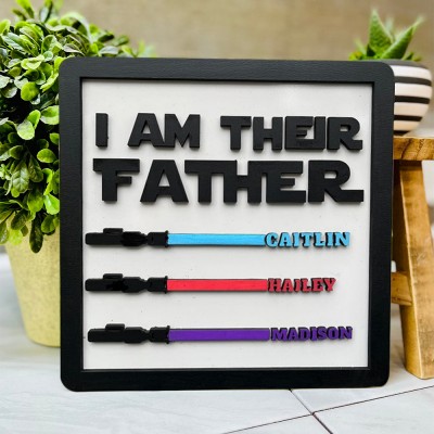 Personalized I Am Their Father Wooden Frame Meaningful Sign For Dad Gift for Father's Day