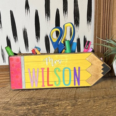Custom Teacher Pencil Holder Storage Box Love Gift for Teacher