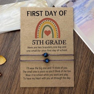 Personalized First Day of 5th Grade Matching Bracelets