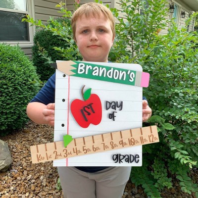 Personalized Back to School Sign Reusable Wood School Board Milestone Gifts for Kids