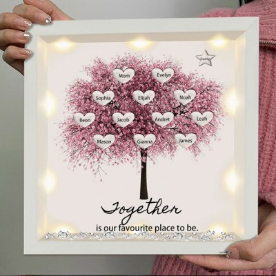 Personalized Light Up Family Tree Box Frame with 1-20 Names Mother's Day Gift For Grandma, Mom