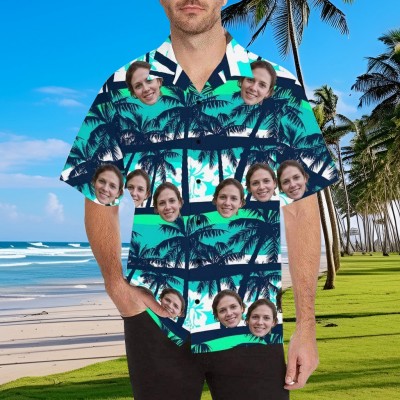Custom Hawaiian Shirt with Face Summer Gift Coconut Tree Face Shirt Party Gift