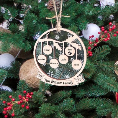 Personalized Family Tree Wood Sign Name Engravings Christmas Tree Ornament Christmas Gift