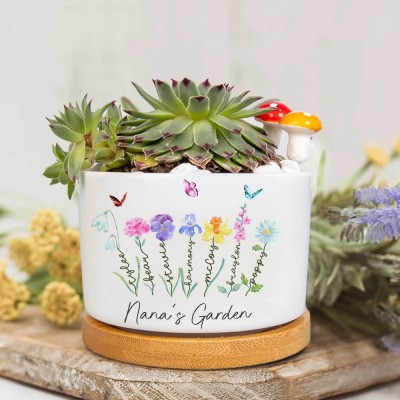 Personalized Mom's Garden Mini Succulent Plant Pots Birth Flower Pot Mother's Day Gift Ideas