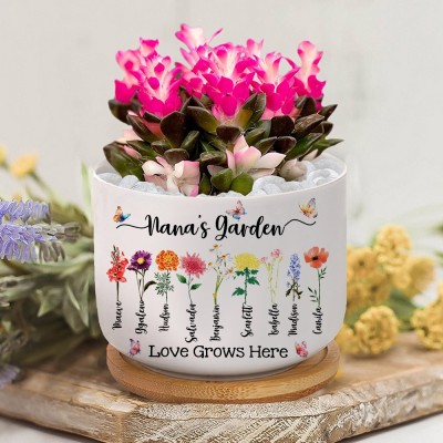 Custom Nana's Garden Mini Succulent Plant Pots Birth Flower Pot Mother's Day Gift Ideas