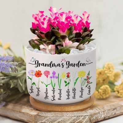 Personalized Grandma's Garden Birth Flower Mini Outdoor Pot Keepsake Gift for Mom Grandma Mother's Day Gift Ideas