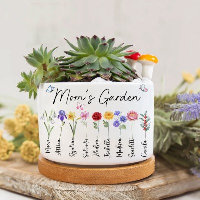 Custom Mom's Garden Art Print Birth Flower Pot Family Birthday Gift for Mom Grandma Mother's Day Gift Ideas