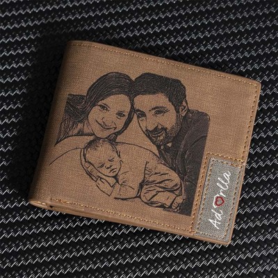 Father's Day Gift Personalized Photo Leather Wallet 