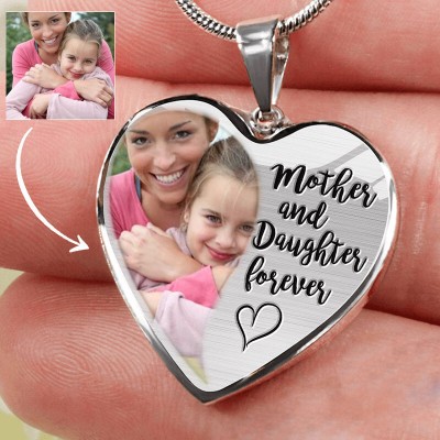 Personalized Mother And Daughter Forever Memorial Photo Necklace Love Gift for Mom
